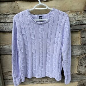 GAP Women's Lavender Cable Knit Crew Neck Sweater Size L
